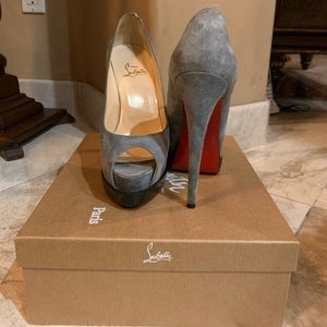 Christian Louboutin Grey Peep-Toe Pumps